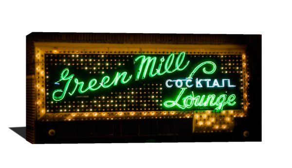Chicago photography, wall art, green, photo, Green Mill, Green, Canvas print, photography, home decor, Chicago art, Jazz, neon