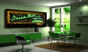 Chicago photography, wall art, green, photo, Green Mill, Green, Canvas print, photography, home decor, Chicago art, Jazz, neon