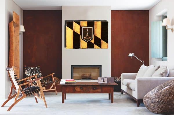 City of Baltimore Maryland Flag Weathered Wood One of a kind , Wooden, vintage, art, distressed, weathered, recycled, black, yellow