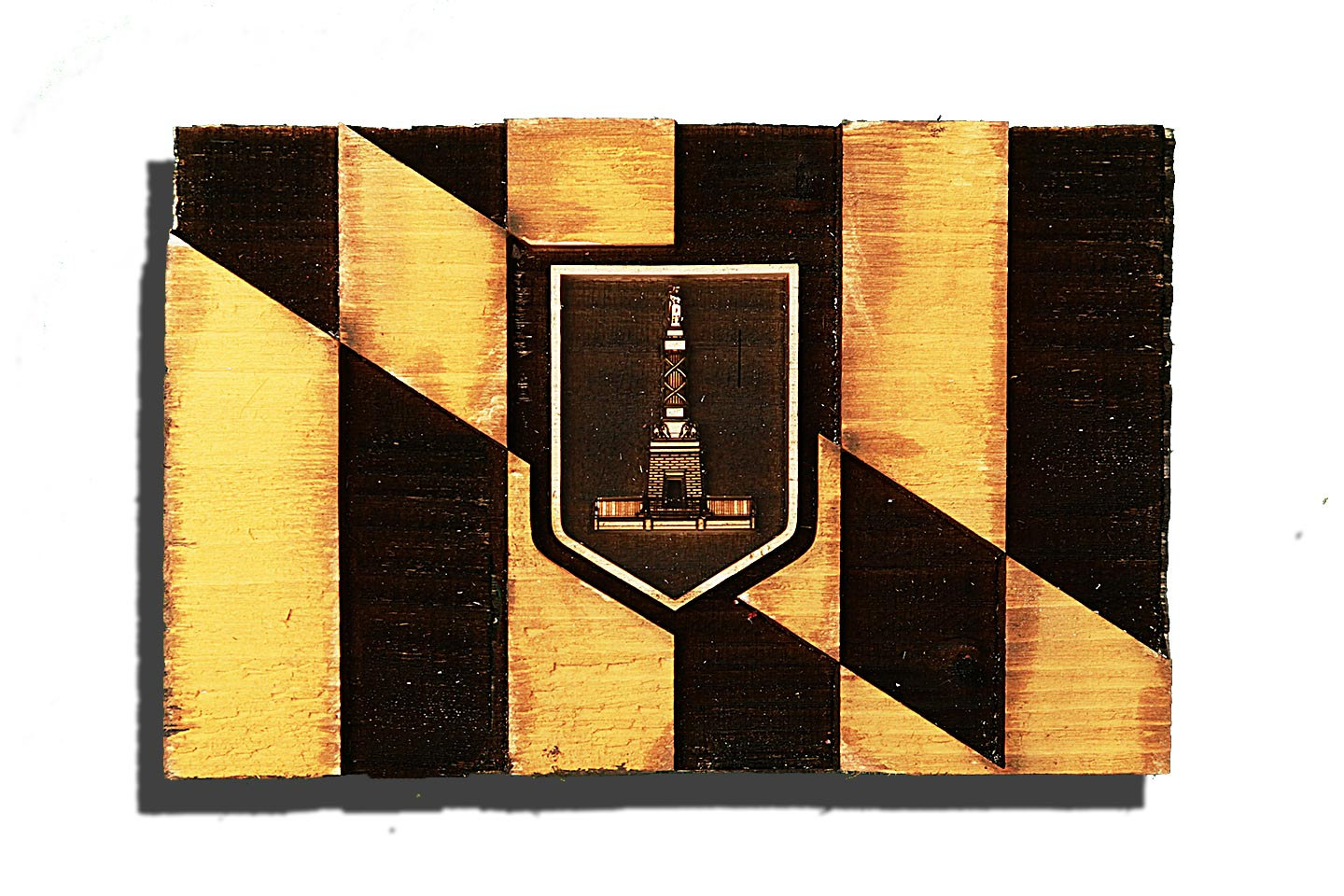 City of Baltimore Maryland Flag Weathered Wood One of a kind , Wooden, vintage, art, distressed, weathered, recycled, black, yellow