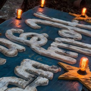 Custom vintage 3D wooden sign Edison Light Bulbs for your home or store, distressed, antique, barn wood, recycled, hollywood, rustic, blue