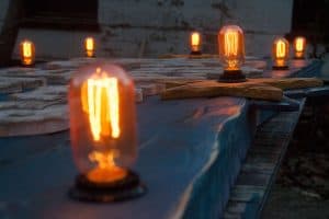 Custom vintage 3D wooden sign Edison Light Bulbs for your home or store, distressed, antique, barn wood, recycled, hollywood, rustic, blue