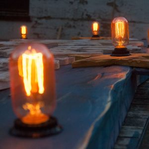 Custom vintage 3D wooden sign Edison Light Bulbs for your home or store, distressed, antique, barn wood, recycled, hollywood, rustic, blue