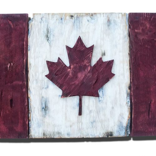 Distressed Wood One of a kind Canadian Flag, Maple Leaf, L'Unifolie, vintage, art, red, weathered, Montreal, antique, home decor, wall art
