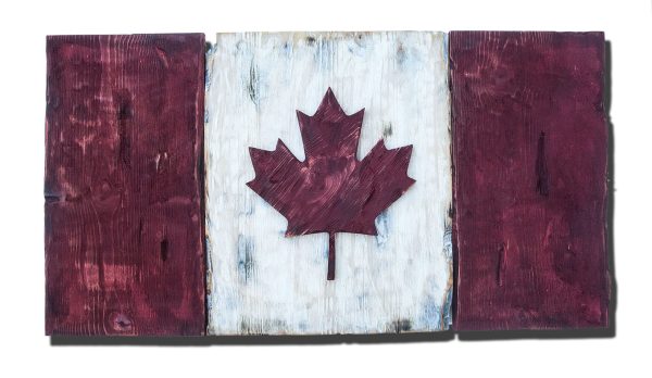 Distressed Wood One of a kind Canadian Flag, Maple Leaf, L'Unifolie, vintage, art, red, weathered, Montreal, antique, home decor, wall art