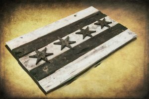 Distressed Wooden Chicago Flag, Black and White Version vintage, distressed, weathered, Chicago flag art, home decor, Wall art, recycled