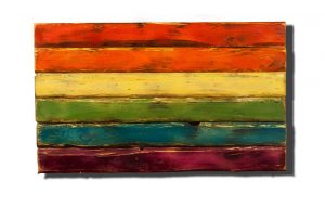 distressed wooden rainbow Pride flag.  Pride, gay, weathered, homosexual, gay rights, equal rights, wood flag, lesbian, home decor