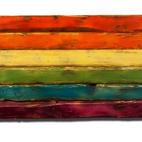 distressed wooden rainbow Pride flag.  Pride, gay, weathered, homosexual, gay rights, equal rights, wood flag, lesbian, home decor