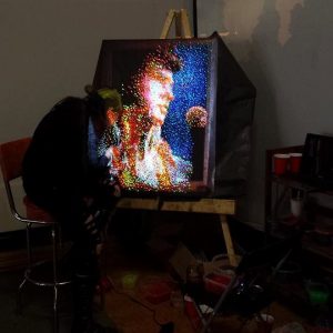 Elvis Presley Lite Brite "The King of All Lite Brites", 35x40 inch hanging wall art, Blue, Red, Custom Lite Brite