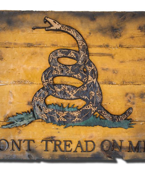 Gadsden Flag, Don't Tread On Me, Limited Edition, Weathered Wood One of a kind ,vintage, art, distressed, weathered, recycled, snake, yellow