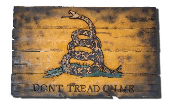 Gadsden Flag, Don't Tread On Me, Limited Edition, Weathered Wood One of a kind ,vintage, art, distressed, weathered, recycled, snake, yellow
