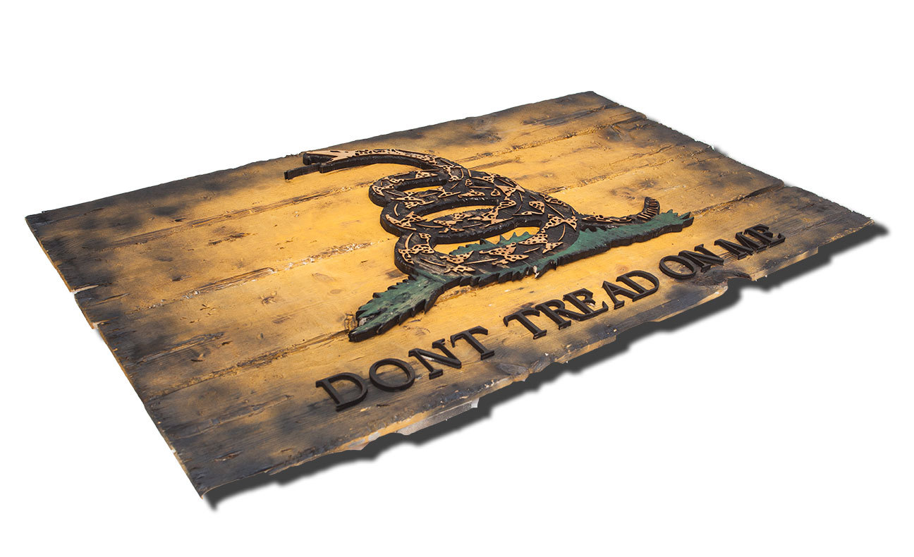 Gadsden Flag, Don't Tread On Me, Limited Edition, Weathered Wood One of a kind ,vintage, art, distressed, weathered, recycled, snake, yellow