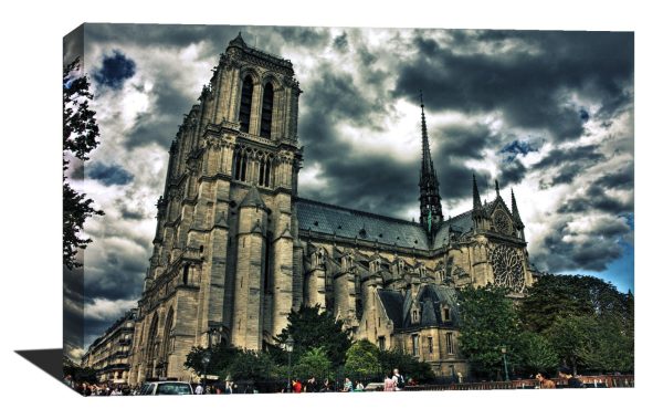 Gallery wrap, Gargoyle, Notre Dame Cathedral, Paris decor, Paris France, eiffel Tower, Europe, Black and White photogrphy, HDR photograph