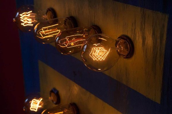 Gay Marriage Equality Weathered Wood Wall Hanging Art with vintage Edison Lights, 24x24x4