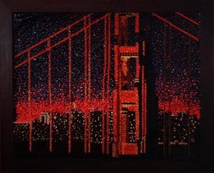 Golden Gate Bridge Giant Lite Brite, orange, red, sculpture, wall art, San Francisco, California