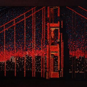 Golden Gate Bridge Giant Lite Brite, orange, red, sculpture, wall art, San Francisco, California