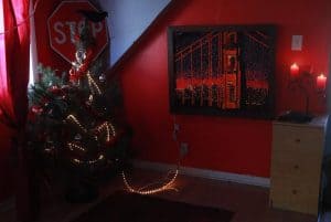 Golden Gate Bridge Giant Lite Brite, orange, red, sculpture, wall art, San Francisco, California