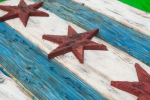 Handmade, Distressed Wooden Chicago Flag, vintage, art, distressed, weathered, recycled, Chicago flag art, home decor, Wall art, recycled