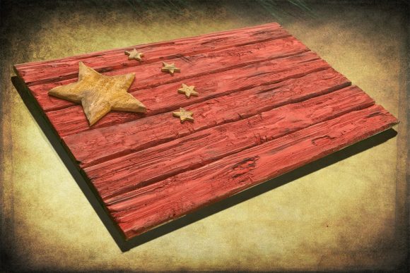 Handmade, Distressed Wooden Chinese Flag, vintage, art, distressed, weathered, recycled, china flag art, home decor, Wall art, recycled