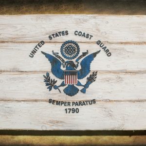 Handmade, Distressed Wooden Coast Guard Flag, vintage, art, distressed, weathered, recycled, home decor, Wall art, reclaimed, White