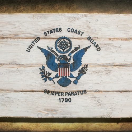 Handmade, Distressed Wooden Coast Guard Flag, vintage, art, distressed, weathered, recycled, home decor, Wall art, reclaimed, White