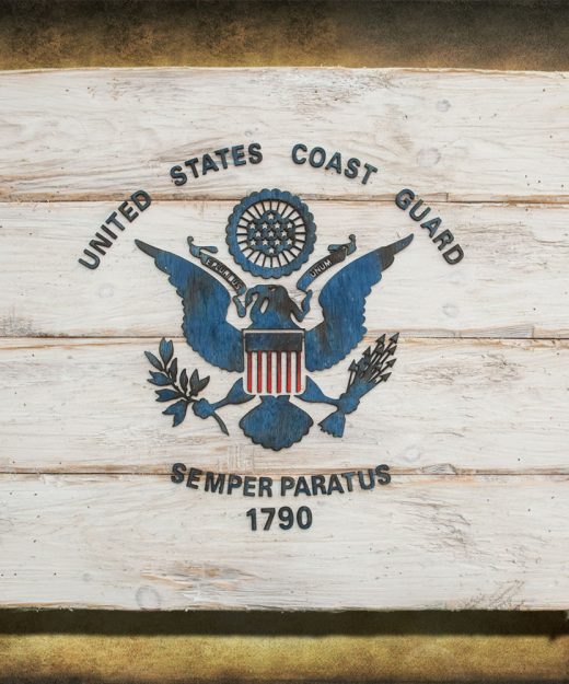 Handmade, Distressed Wooden Coast Guard Flag, vintage, art, distressed, weathered, recycled, home decor, Wall art, reclaimed, White
