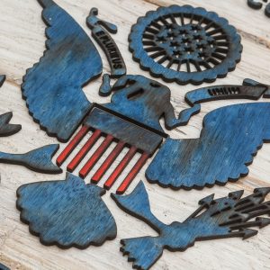 Handmade, Distressed Wooden Coast Guard Flag, vintage, art, distressed, weathered, recycled, home decor, Wall art, reclaimed, White