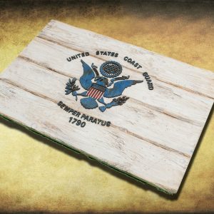 Handmade, Distressed Wooden Coast Guard Flag, vintage, art, distressed, weathered, recycled, home decor, Wall art, reclaimed, White