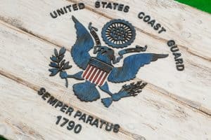 Handmade, Distressed Wooden Coast Guard Flag, vintage, art, distressed, weathered, recycled, home decor, Wall art, reclaimed, White