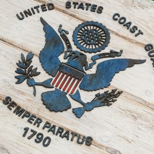 Handmade, Distressed Wooden Coast Guard Flag, vintage, art, distressed, weathered, recycled, home decor, Wall art, reclaimed, White