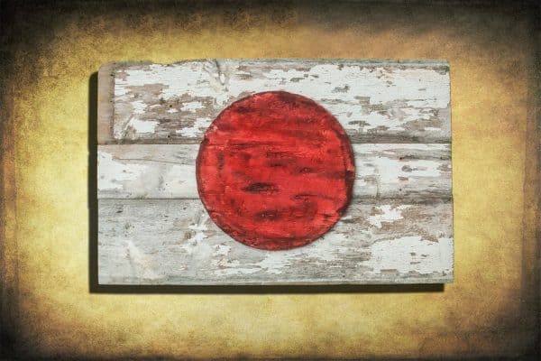 Handmade, Distressed Wooden Flag of Japan, vintage, art, Barn Wood, weathered, reclaimed, Japanese flag art, home decor, Wall art, recycled