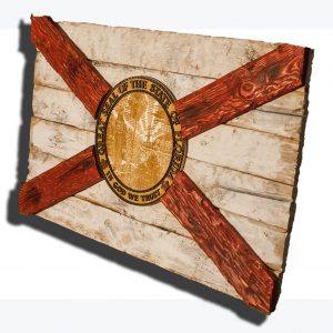 Handmade, Distressed Wooden Florida Flag, vintage, art, distressed, weathered, recycled, home decor, Wall art, recycled, white, red, Miami