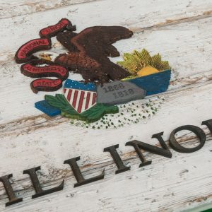 Handmade, Distressed Wooden Illinois State Flag, vintage, art, distressed, weathered, recycled, home decor, Wall art, reclaimed, White