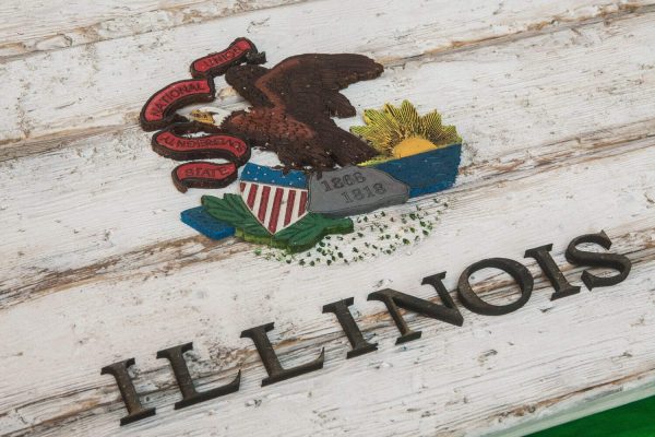 Handmade, Distressed Wooden Illinois State Flag, vintage, art, distressed, weathered, recycled, home decor, Wall art, reclaimed, White