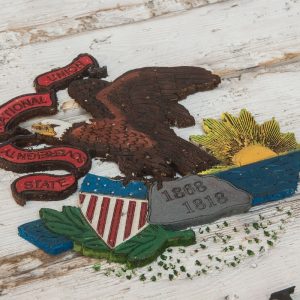 Handmade, Distressed Wooden Illinois State Flag, vintage, art, distressed, weathered, recycled, home decor, Wall art, reclaimed, White