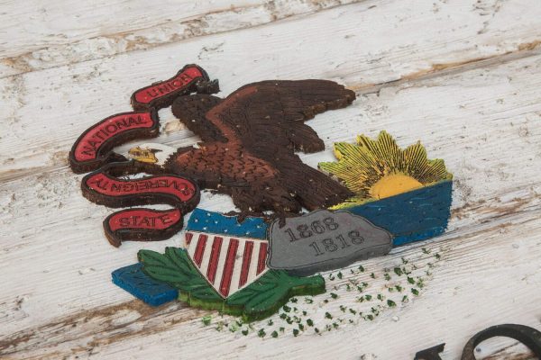 Handmade, Distressed Wooden Illinois State Flag, vintage, art, distressed, weathered, recycled, home decor, Wall art, reclaimed, White