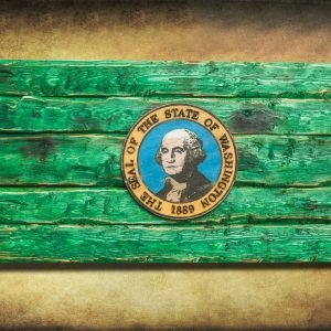 Handmade, Distressed Wooden Washington State Flag, vintage, art, distressed, weathered, recycled, home decor, Wall art, reclaimed, green