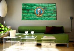 Handmade, Distressed Wooden Washington State Flag, vintage, art, distressed, weathered, recycled, home decor, Wall art, reclaimed, green