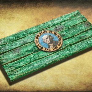 Handmade, Distressed Wooden Washington State Flag, vintage, art, distressed, weathered, recycled, home decor, Wall art, reclaimed, green