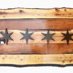 Handmade, live edge  wooden Chicago Flag, vintage, art, distressed, weathered, reclaimed, Chicago flag art, home decor, Wall art, Brown