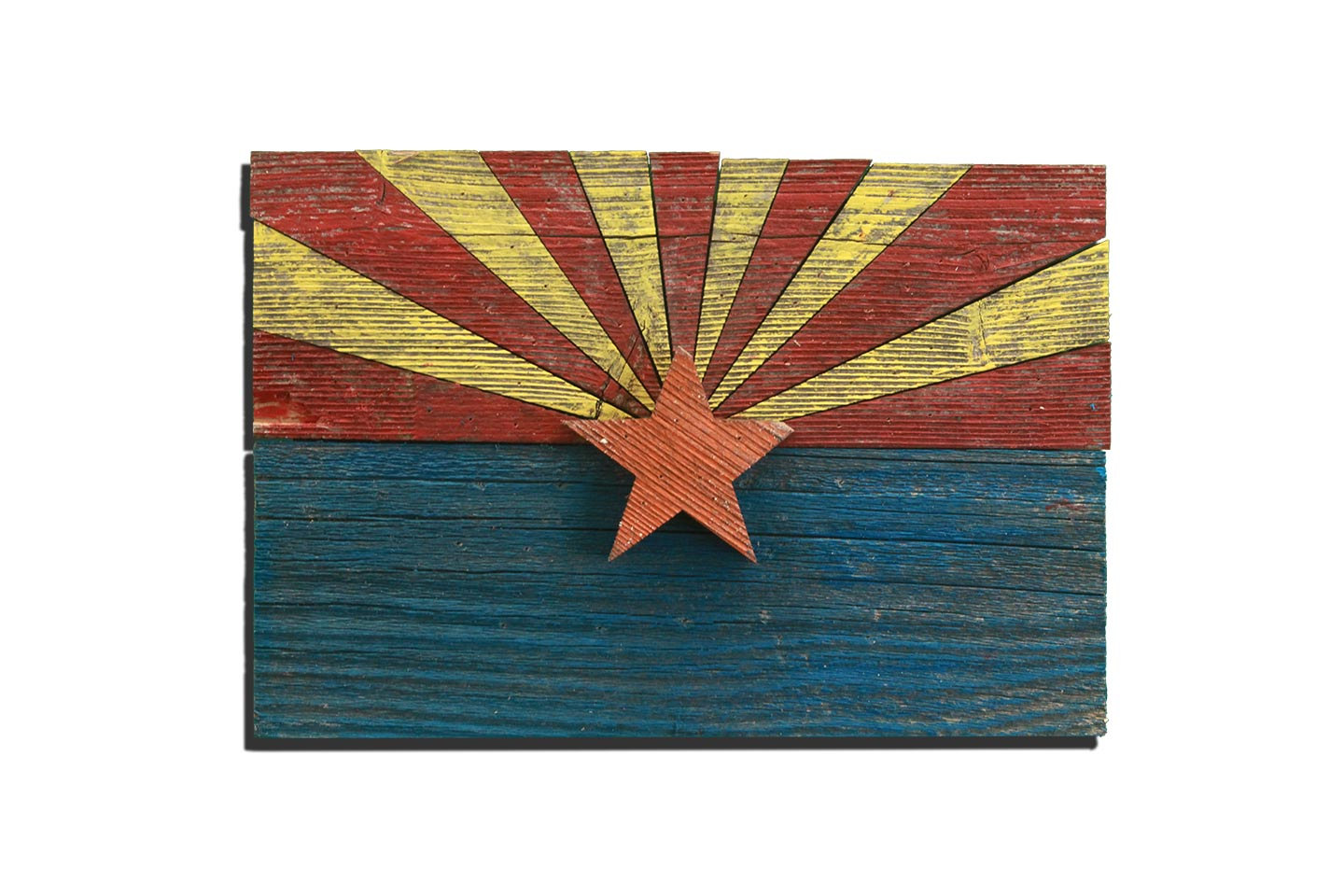 Handmade, reclaimed Wooden Arizona Flag, vintage, art, distressed, weathered, recycled, Arizona flag art, home decor, Wall art, recycled