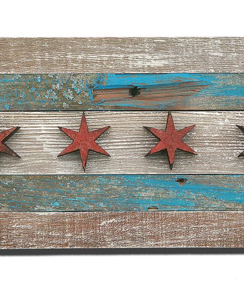 Handmade, reclaimed Wooden Chicago Flag, vintage, art, distressed, weathered, recycled, Chicago flag art, home decor, Wall art, recycled