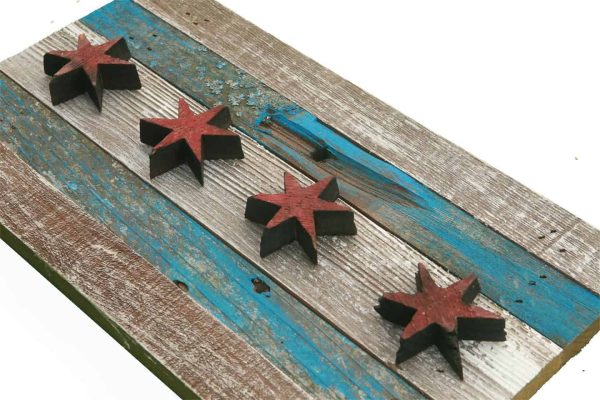 Handmade, reclaimed Wooden Chicago Flag, vintage, art, distressed, weathered, recycled, Chicago flag art, home decor, Wall art, recycled