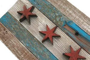 Handmade, reclaimed Wooden Chicago Flag, vintage, art, distressed, weathered, recycled, Chicago flag art, home decor, Wall art, recycled
