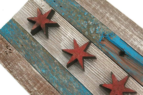 Handmade, reclaimed Wooden Chicago Flag, vintage, art, distressed, weathered, recycled, Chicago flag art, home decor, Wall art, recycled