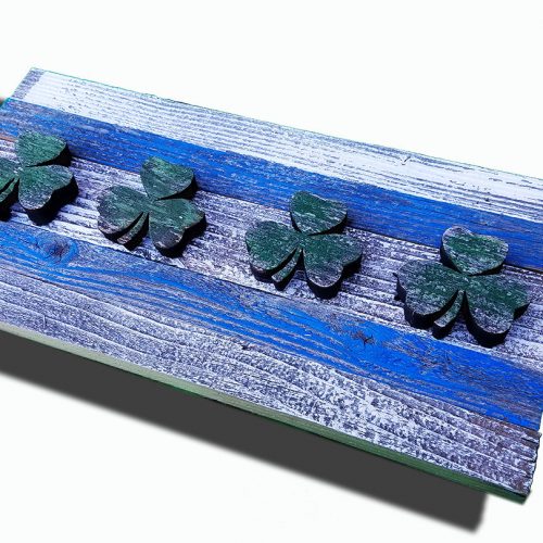 Handmade, reclaimed Wooden Chicago Flag with Irish Clovers, vintage, distressed, weathered, recycled, Chicago flag, home decor, Wall art,