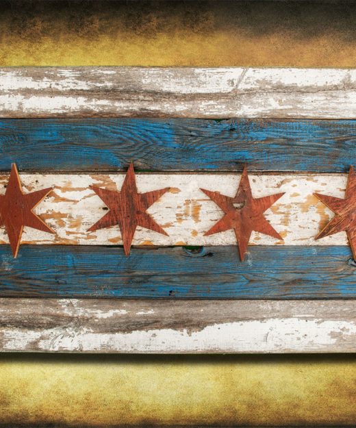 Handmade, Recycled Barn Wood Chicago Flag, vintage, art, distressed, weathered, reclaimed, Chicago flag art, home decor, Wall art, Blue