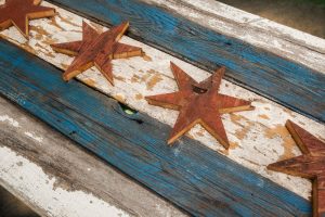 Handmade, Recycled Barn Wood Chicago Flag, vintage, art, distressed, weathered, reclaimed, Chicago flag art, home decor, Wall art, Blue