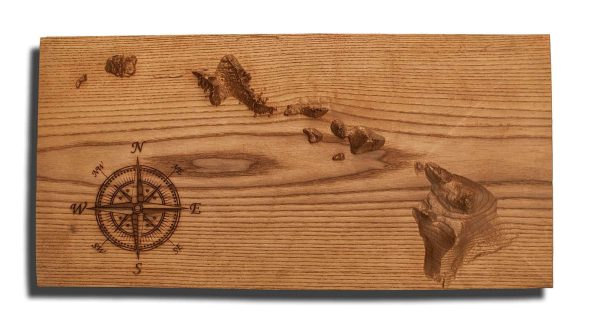 Hawaiian Islands Topographical Map carved from hard wood,  Hawaii, vintage, rustic fine art one of a kind piece.