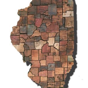 Illinois Counties map made from Reclaimed Barn Wood, recycled, reclaimed wooden map, vintage, rustic fine art one of a kind piece.